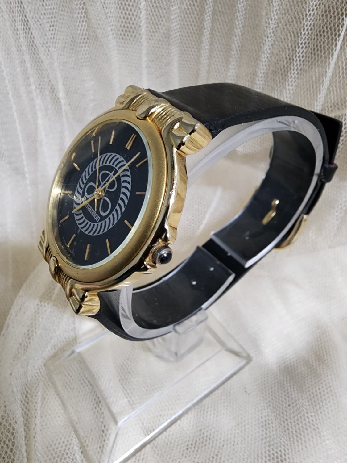 빈티지 로만손 골드 블랙 가죽 시계 상품이미지3