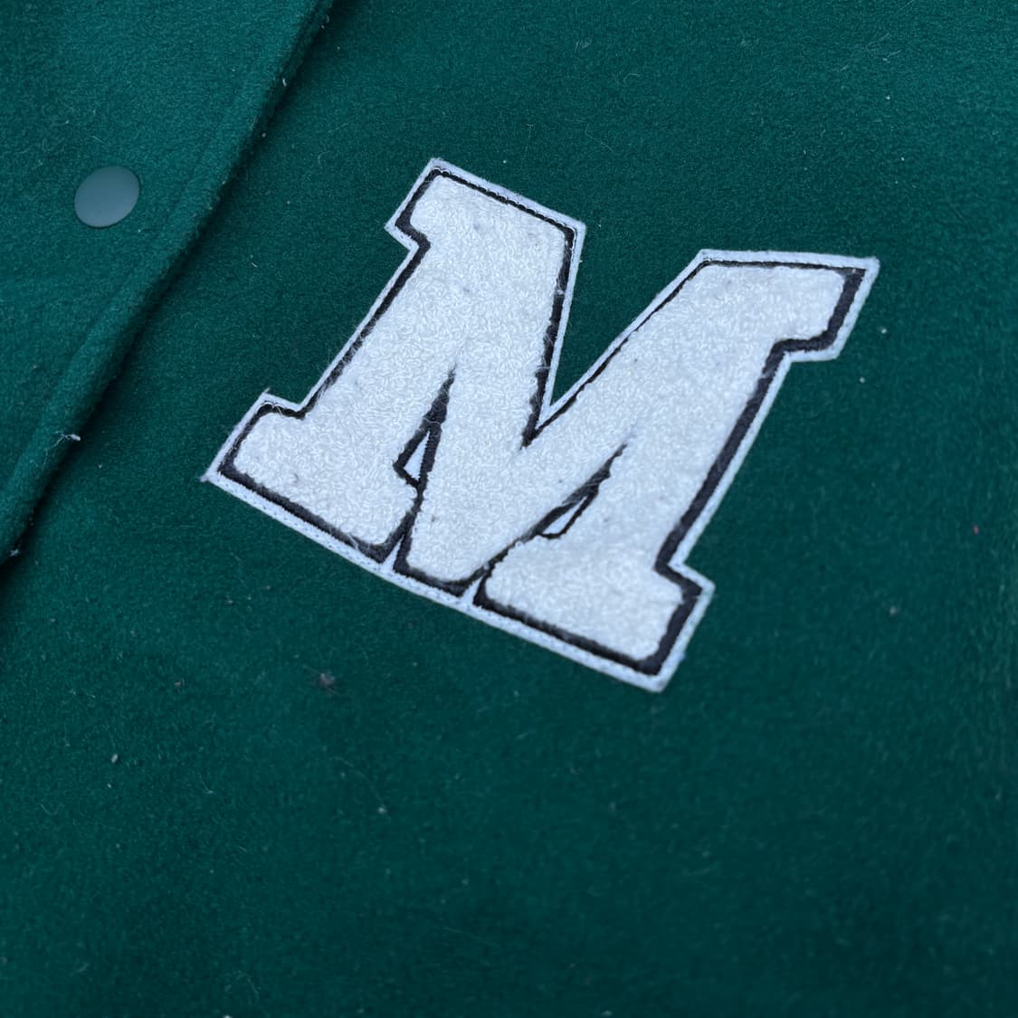 빈티지 리얼레더 그린 자수 바시티자켓 상품이미지3