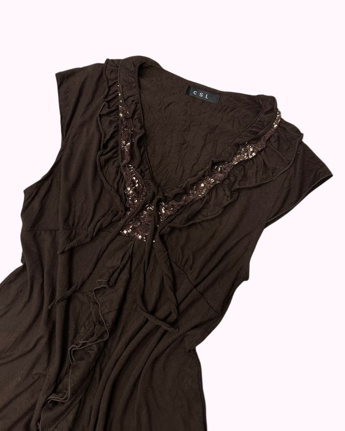 brown frill lace sleeveless 상품이미지2