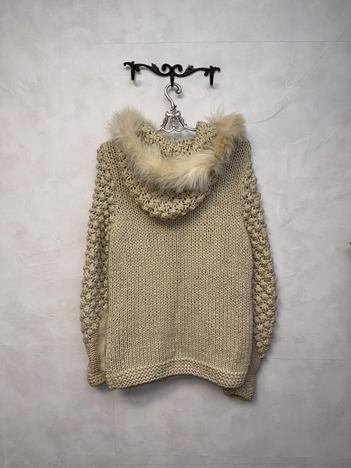 Ivory rex&fox fur wool hood cardigan 상품이미지3