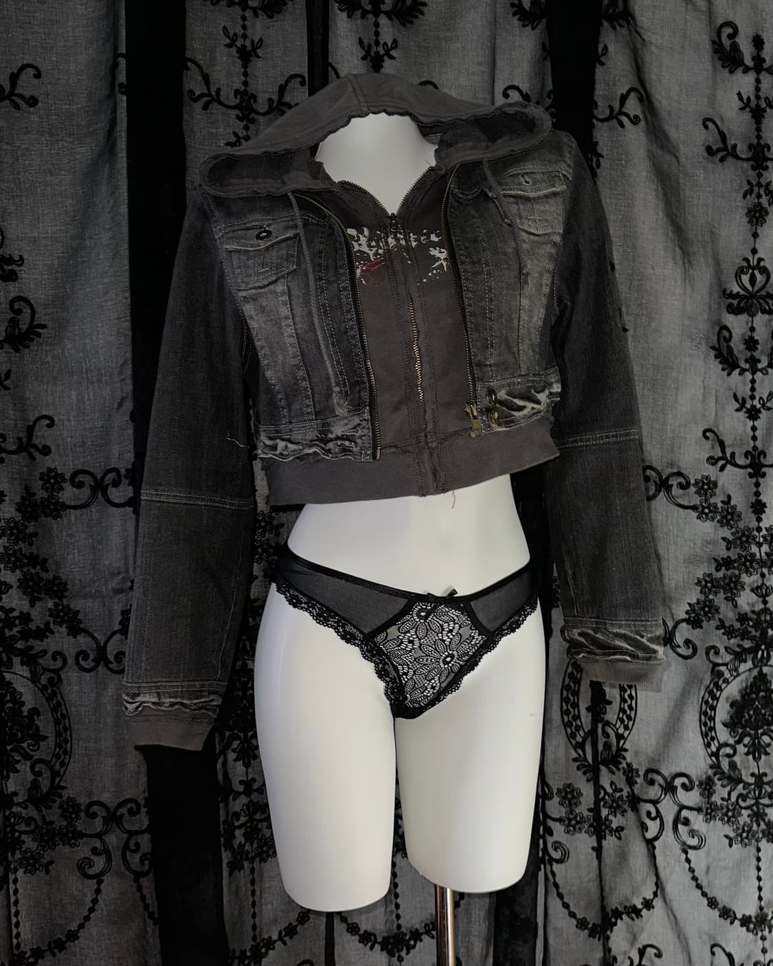 coloursoftheworld denim hooded zip-up 상품이미지1