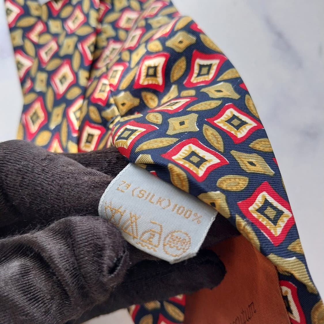 아쿠아스큐텀 넥타이 네이비 올리브 레드 패턴 A+등급 K2391
 상품이미지10