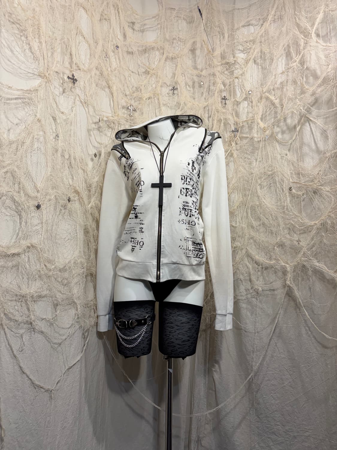 Y2K lettering zipper detail hoodie-zip 상품이미지5