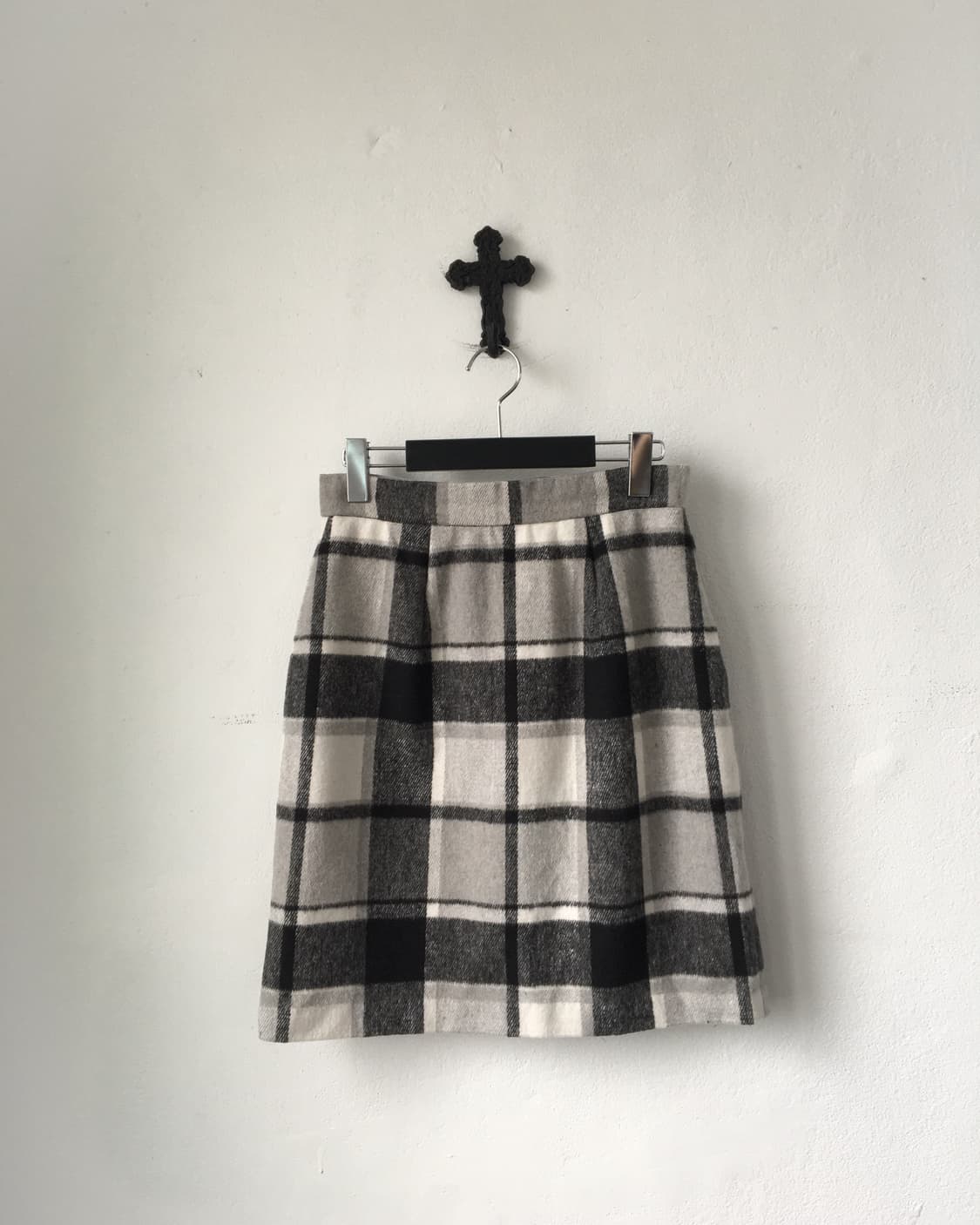 Woolen check pattern skirt 상품이미지1