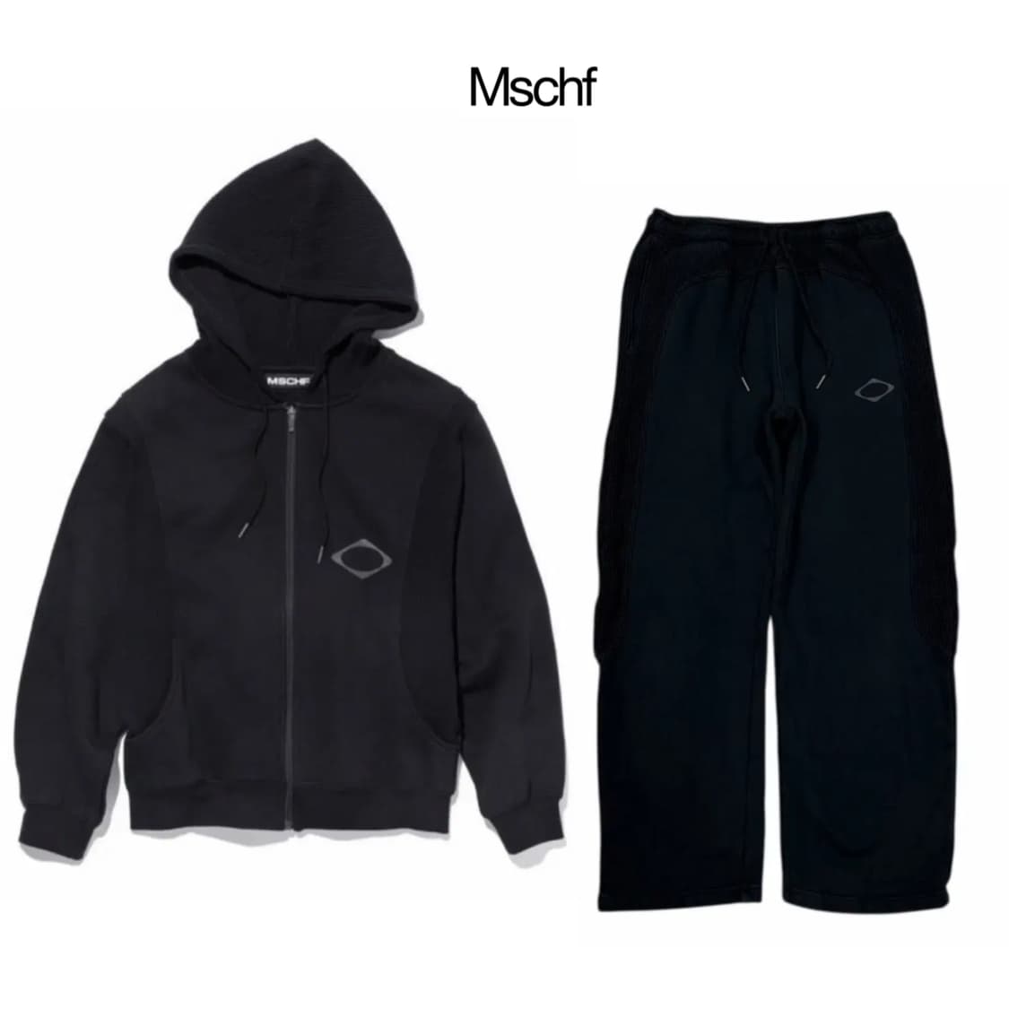 미스치프 트레이닝세트 후드집업&와이드팬츠 와플블랙오호스 상품이미지2
