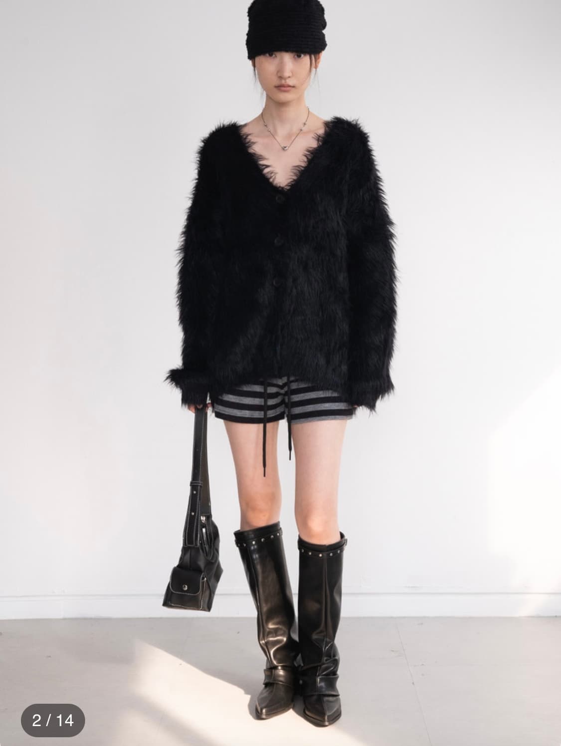 피키소사이어티 Over Brush Fur Jacket (Black) 상품이미지2