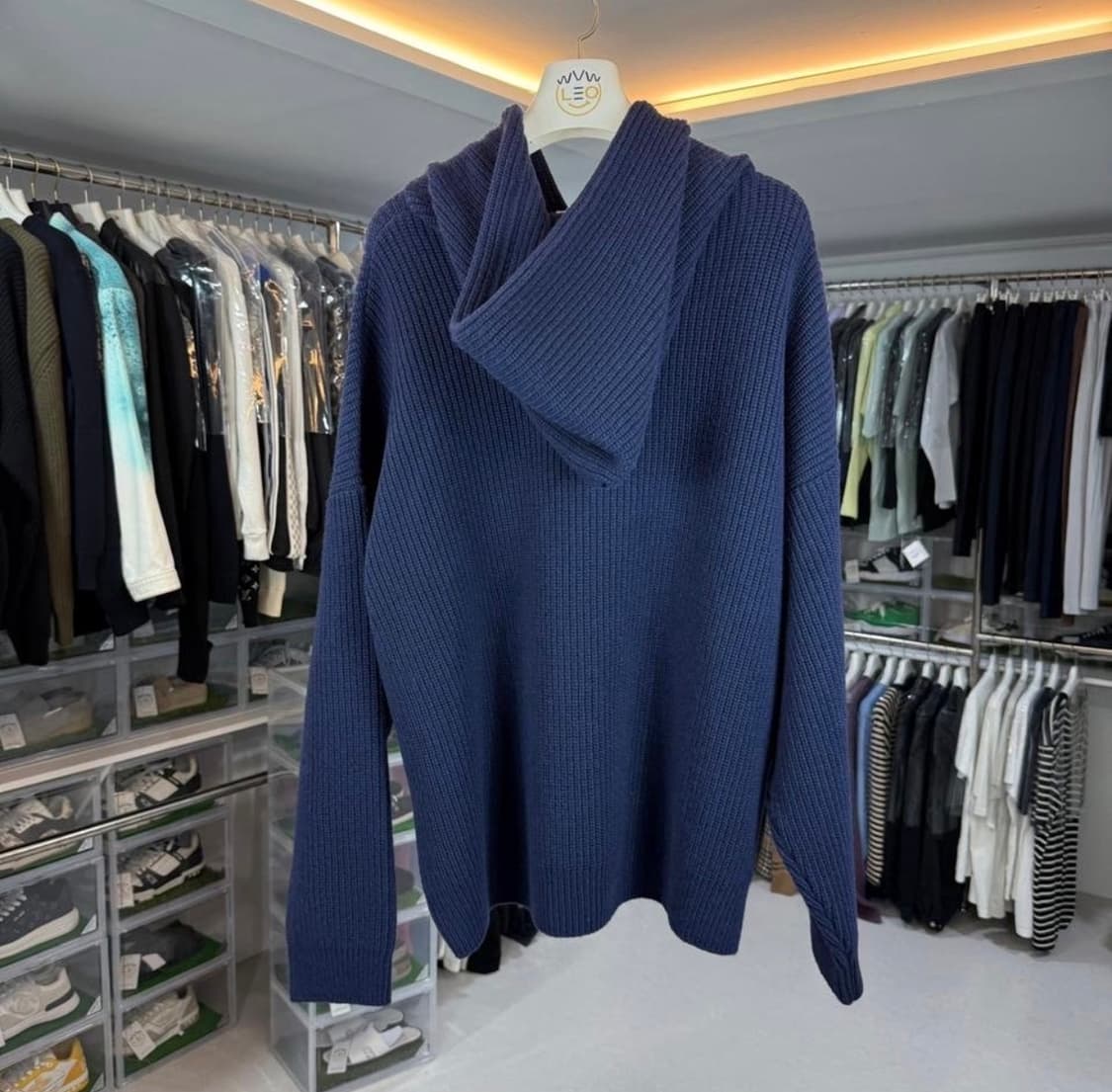 [리오브] 셀린느 리브드 울 로고 니트 후드 상품이미지2