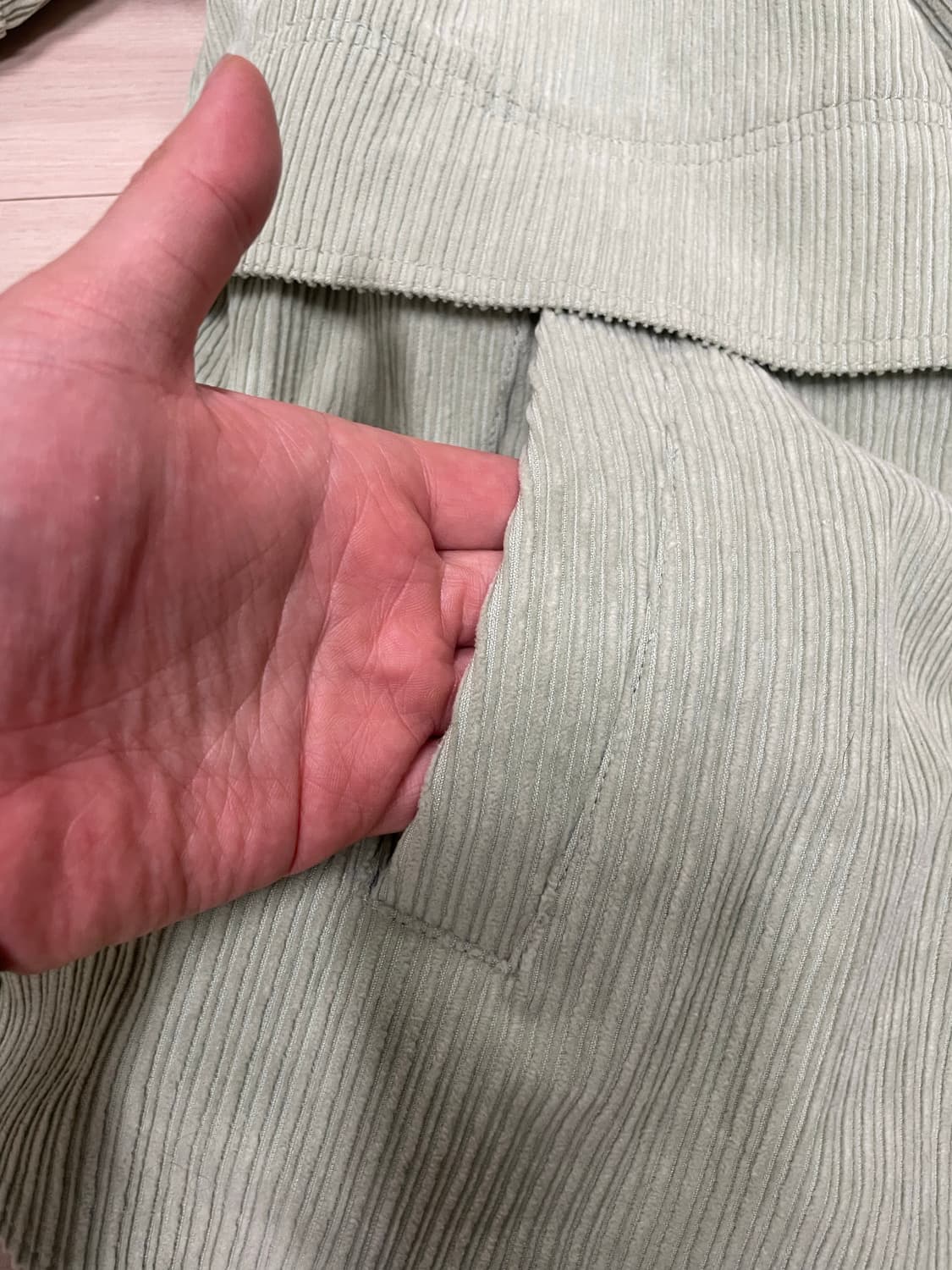 우영미 22fw 코듀로이셔켓 민트 48사이즈 판매 상품이미지7