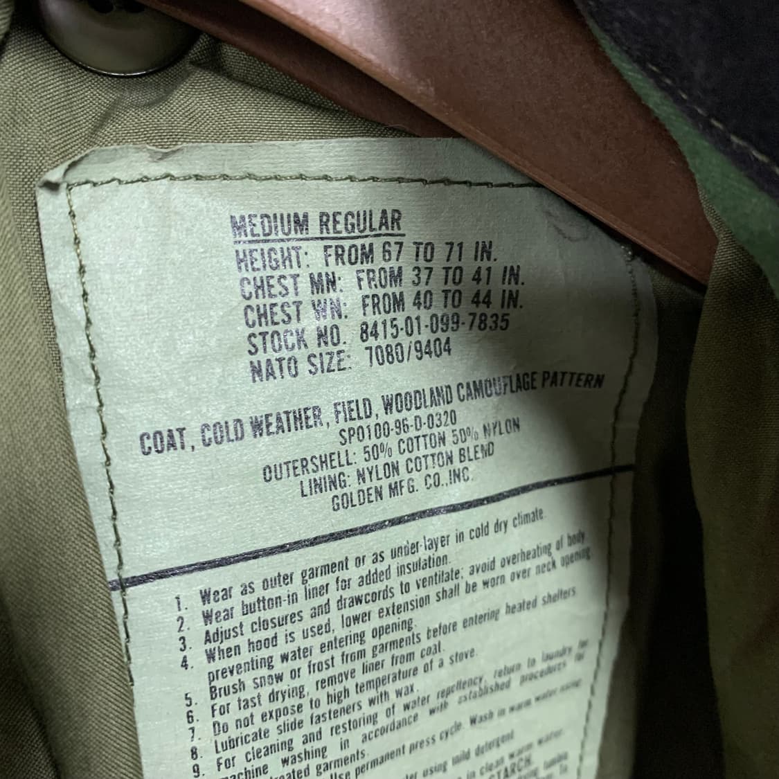 90‘s US Army 미군 오리지널 우드랜드 카모 M-65 필드자켓 상품이미지6