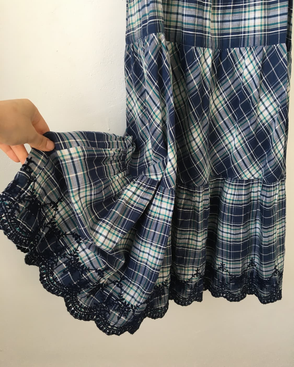 Embroidery point check pattern sleeveles 상품이미지4