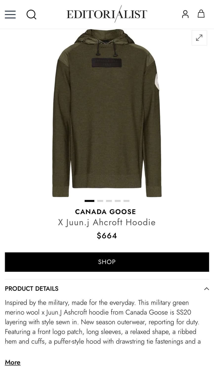 캐나다구스 x 준지 애쉬크로프트 후드 카키 상품이미지2