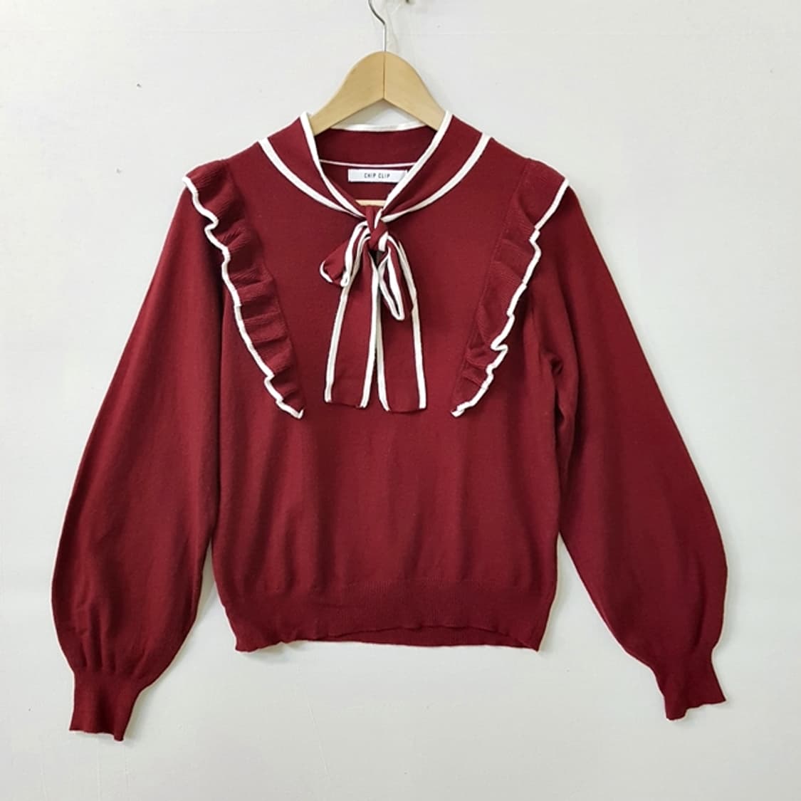 CHIP CLIP 프릴 스웨터 와인 상품이미지1