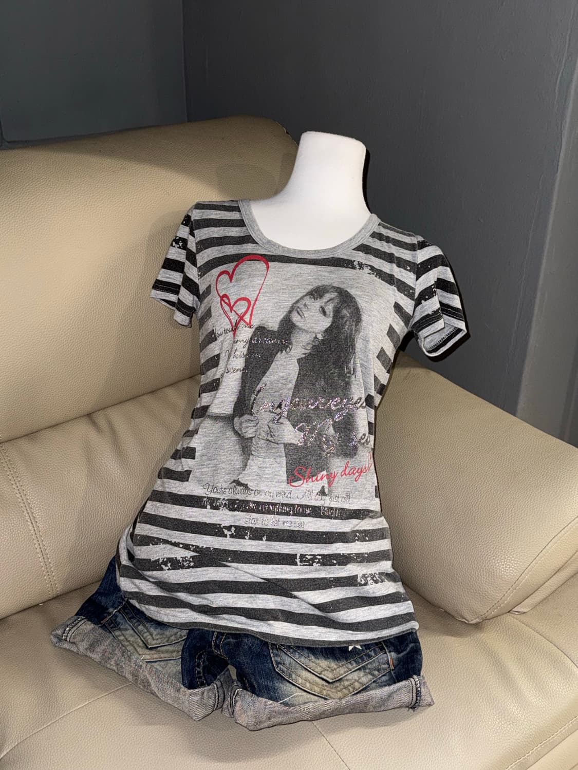 girl printing stripe pattern top 상품이미지1