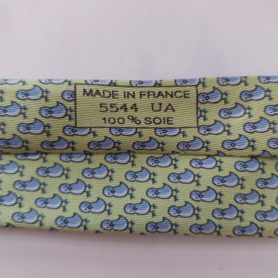 에르메스 라임 병아리 모티브 넥타이 9.3cm B등급 K2551
 상품이미지7