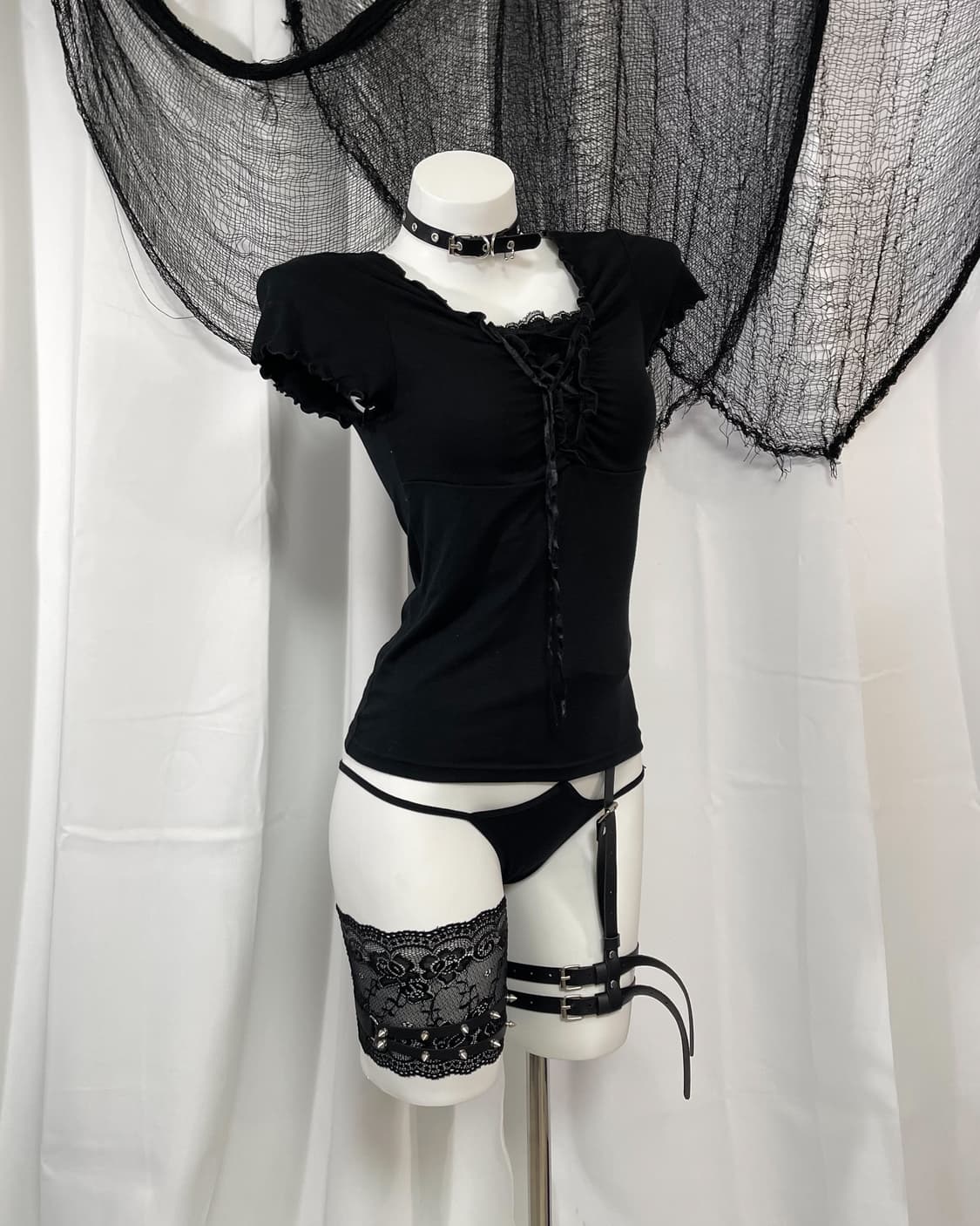black lace corset t-shirt 상품이미지3