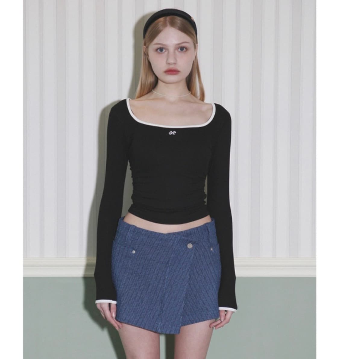 Remagie 리마지 스퀘어넥 롱슬리브 블랙 상품이미지2