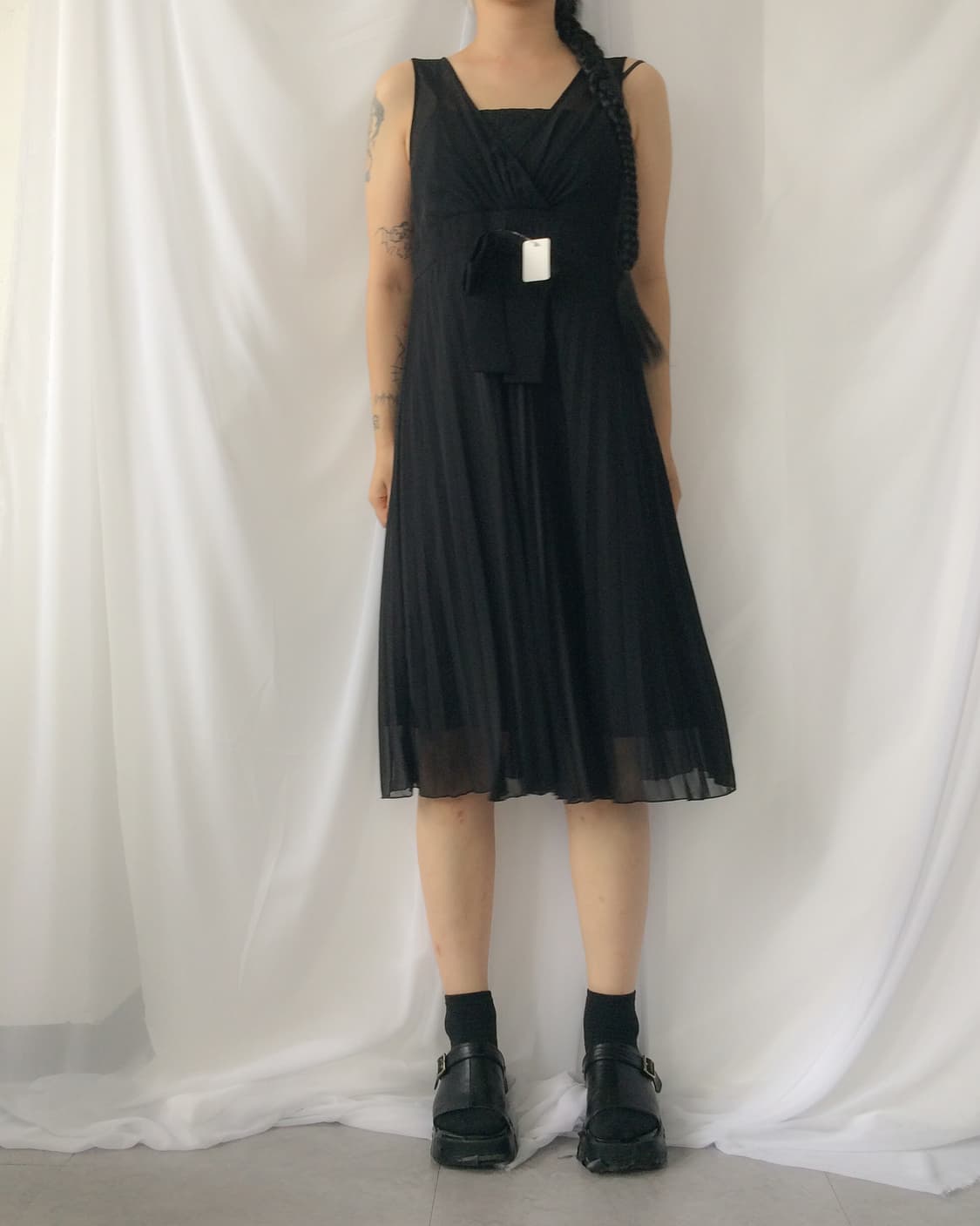 Ribbon point pleats sleeveless onepiece 상품이미지6