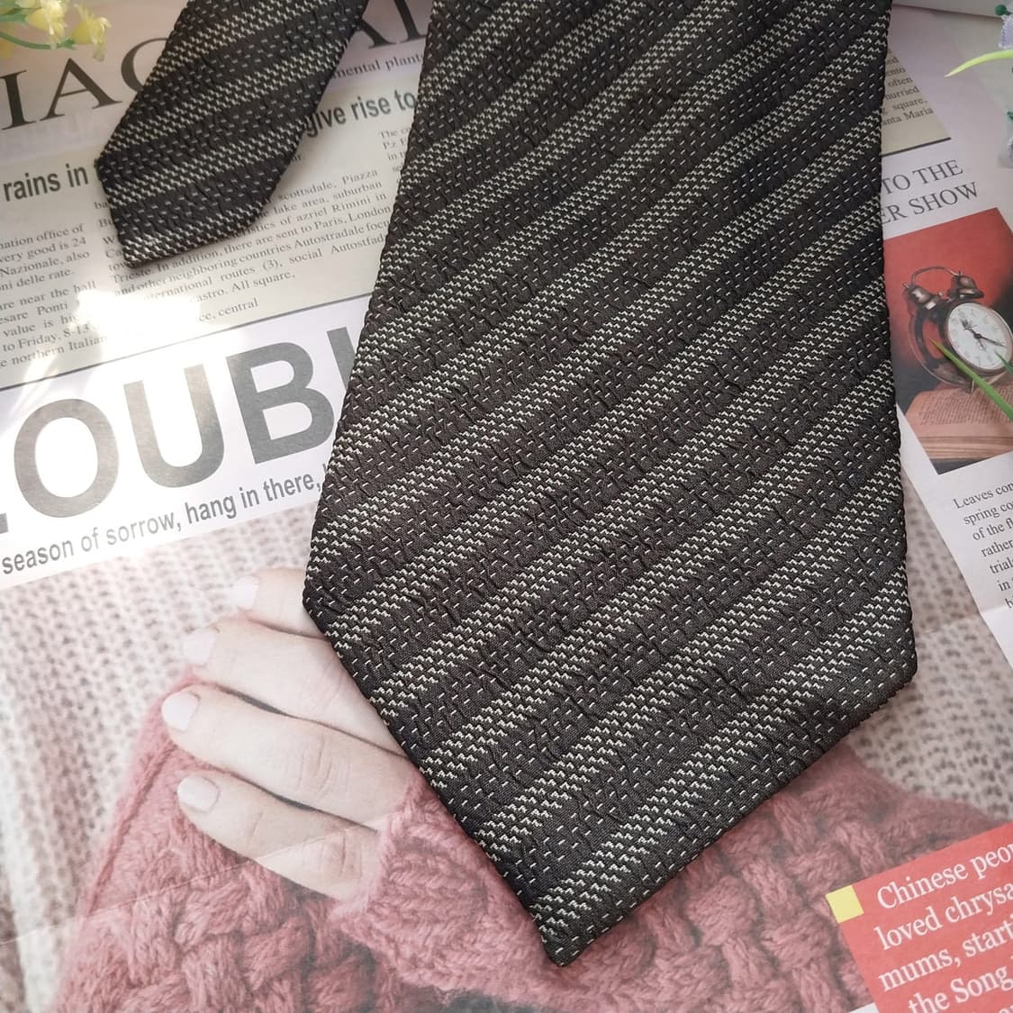 프리마클라쎄 실크 브라운 헤링본 넥타이 10.2cm A+등급 K1302
 상품이미지3