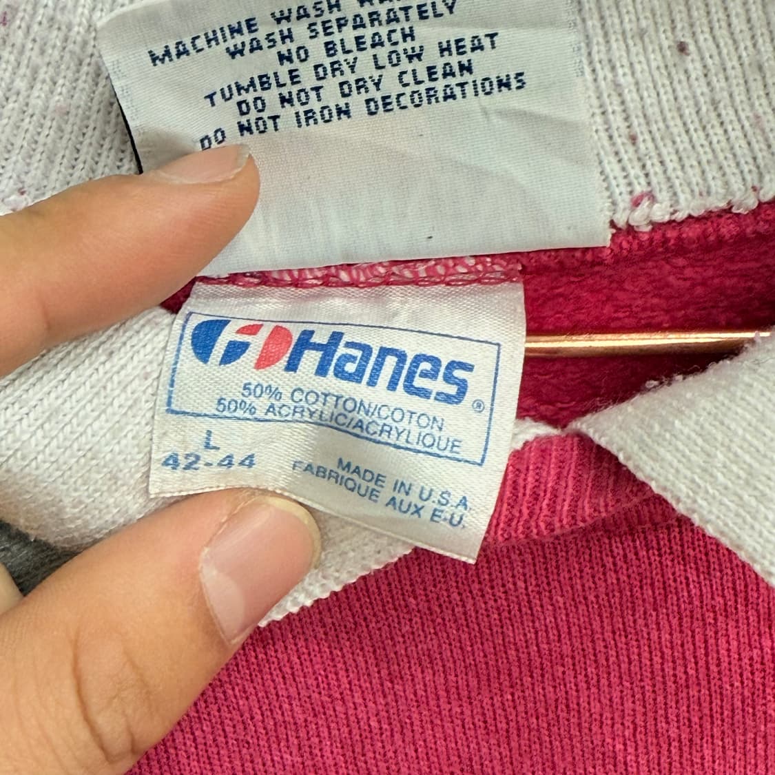 90S usa 헤인즈(HANES) 빈티지 꽃벌새 자수 맨투맨 (L) 상품이미지3