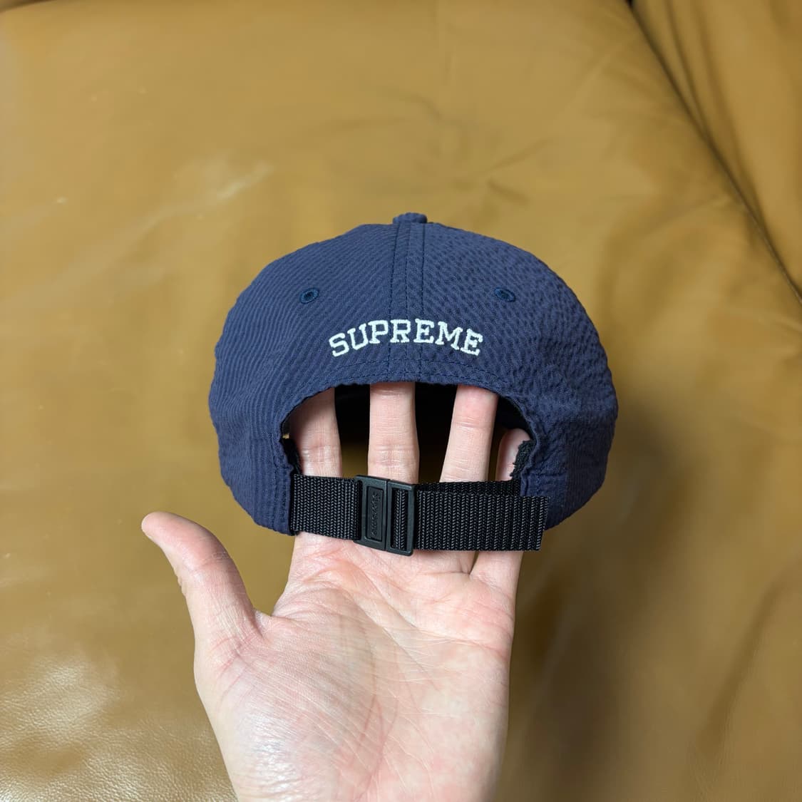 슈프림 S로고 6패널 볼캡 모자 24SS 시어서커 네이비 상품이미지8
