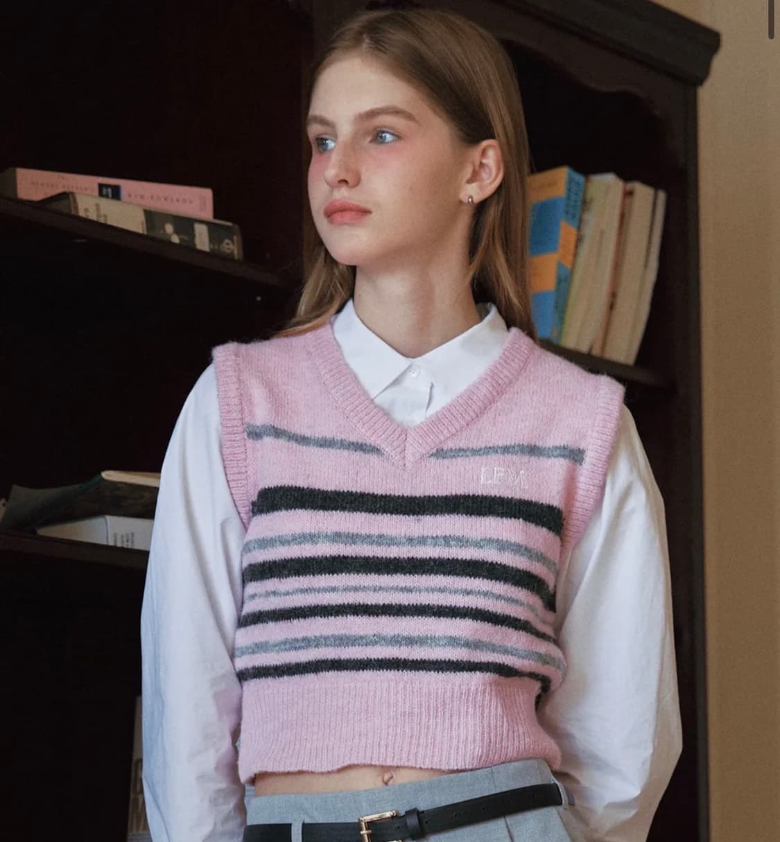 레터프롬문 해프닝 인 캠퍼스 니트 베스트 ( 핑크 ) 상품이미지2