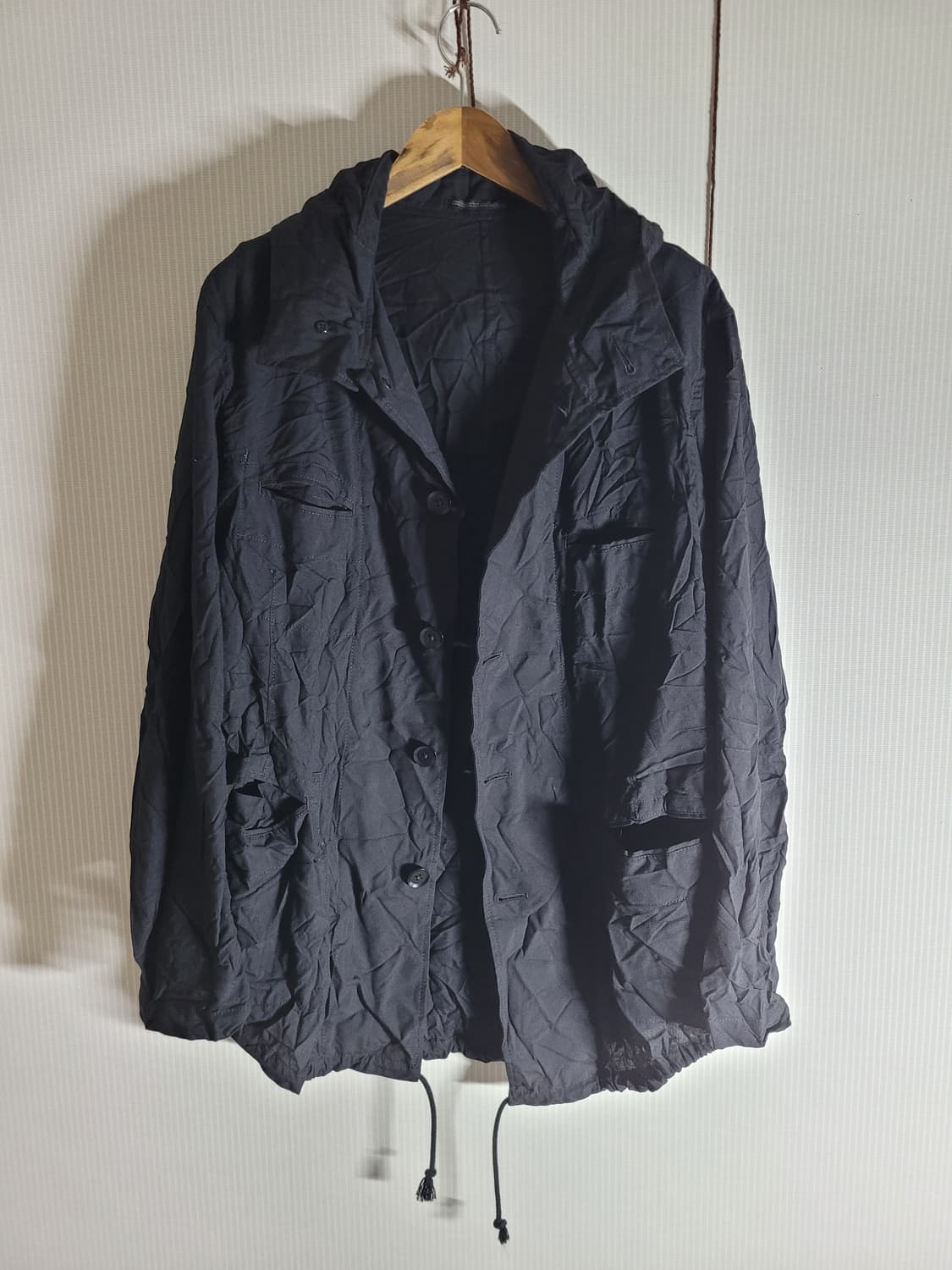 요지 야마모토 뿌르옴므 14ss주름가공 후드 자켓 상품이미지3