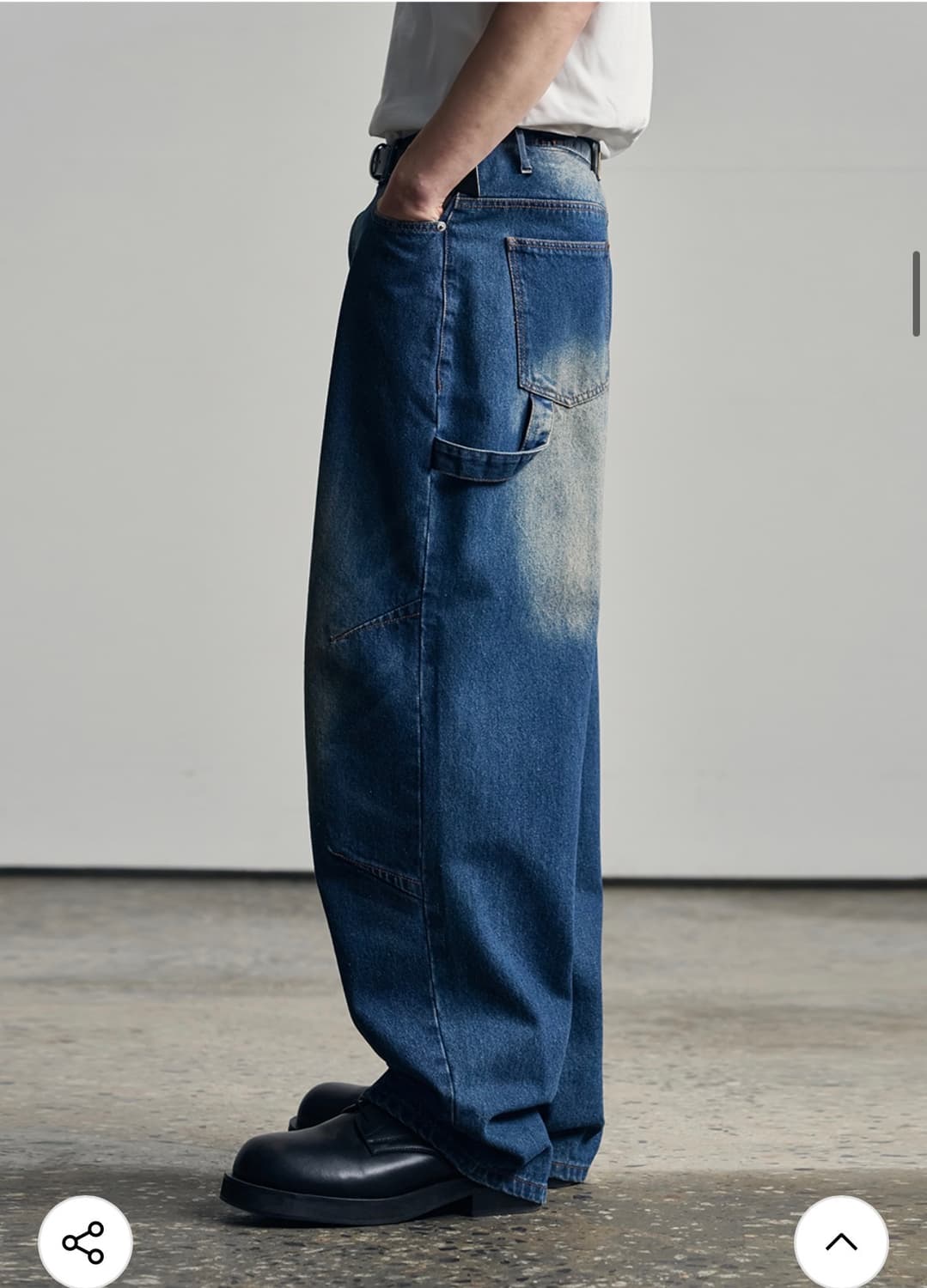 (새상품)(L)아워데이즈 어셈블 와이드 벌룬 데님 팬츠 DEEP BLUE 상품이미지5