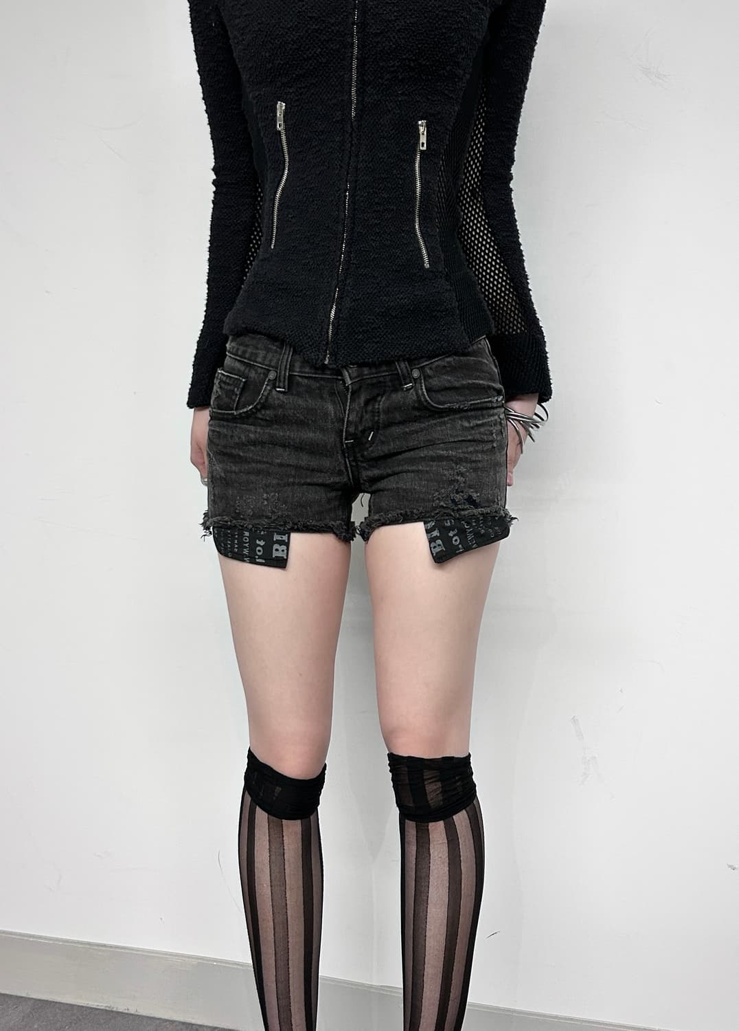 Pocket Layered Black Mini Shorts 상품이미지1