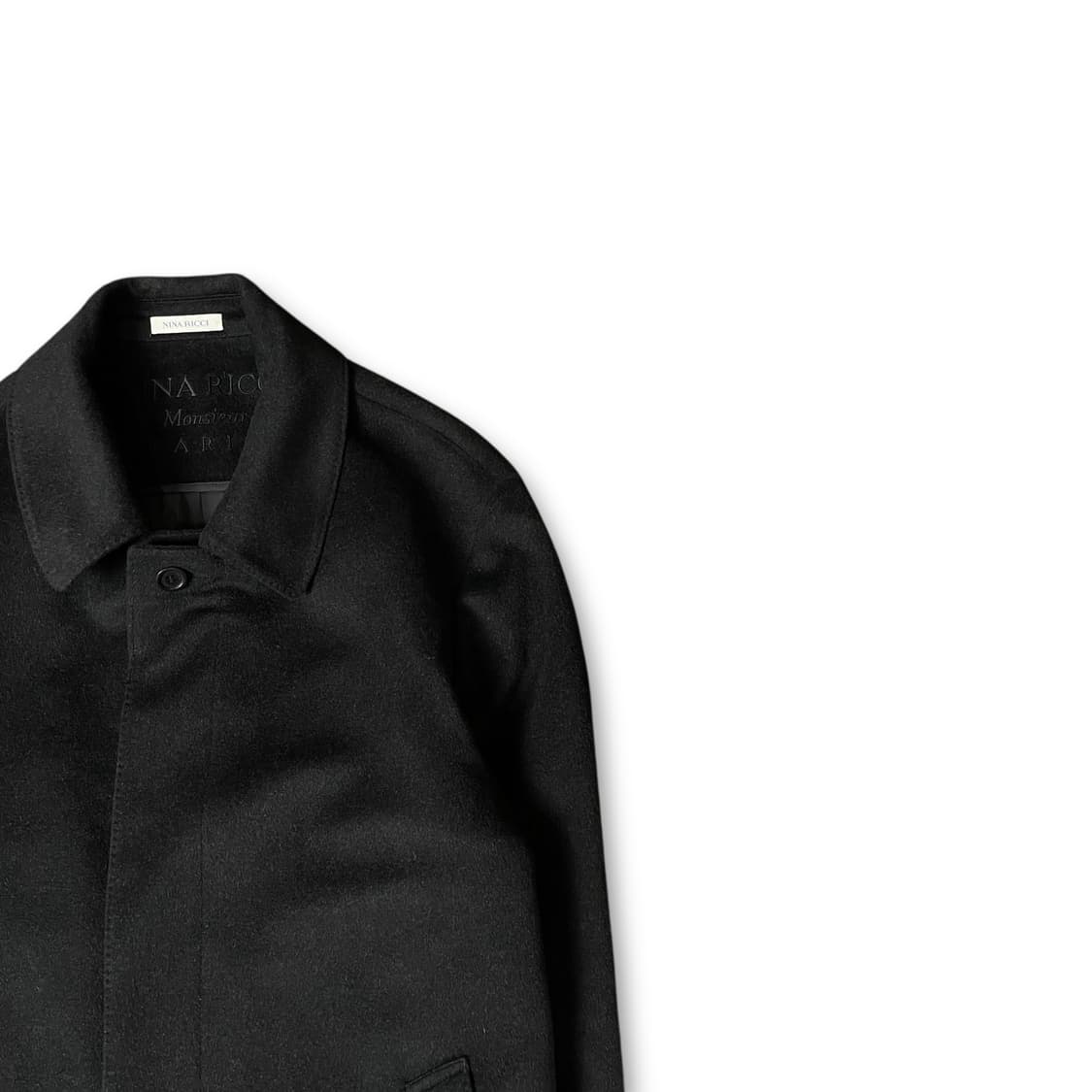 니나리치 블랙 히든버튼 하프 코트 상품이미지2