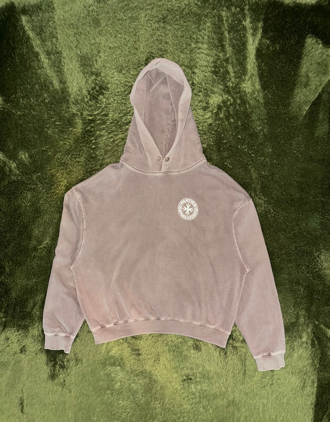 [1] 펀치 드렁크 파티즈 서클 로고 가먼트 다이드 후드 브라운 상품이미지1