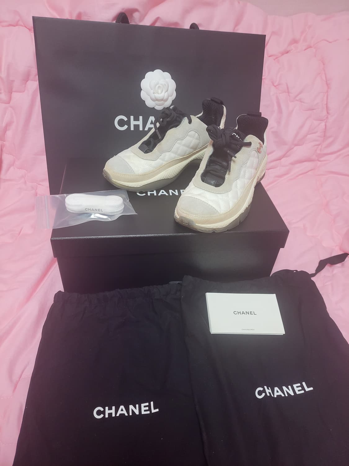 정품)급처상태좋음!샤넬 믹스드파이버 스니커즈 운동화 신발 상품이미지1