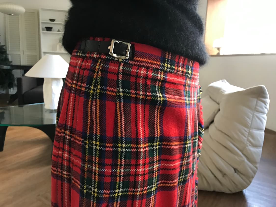 vintage check pattern wrap skirt (29inch 상품이미지4