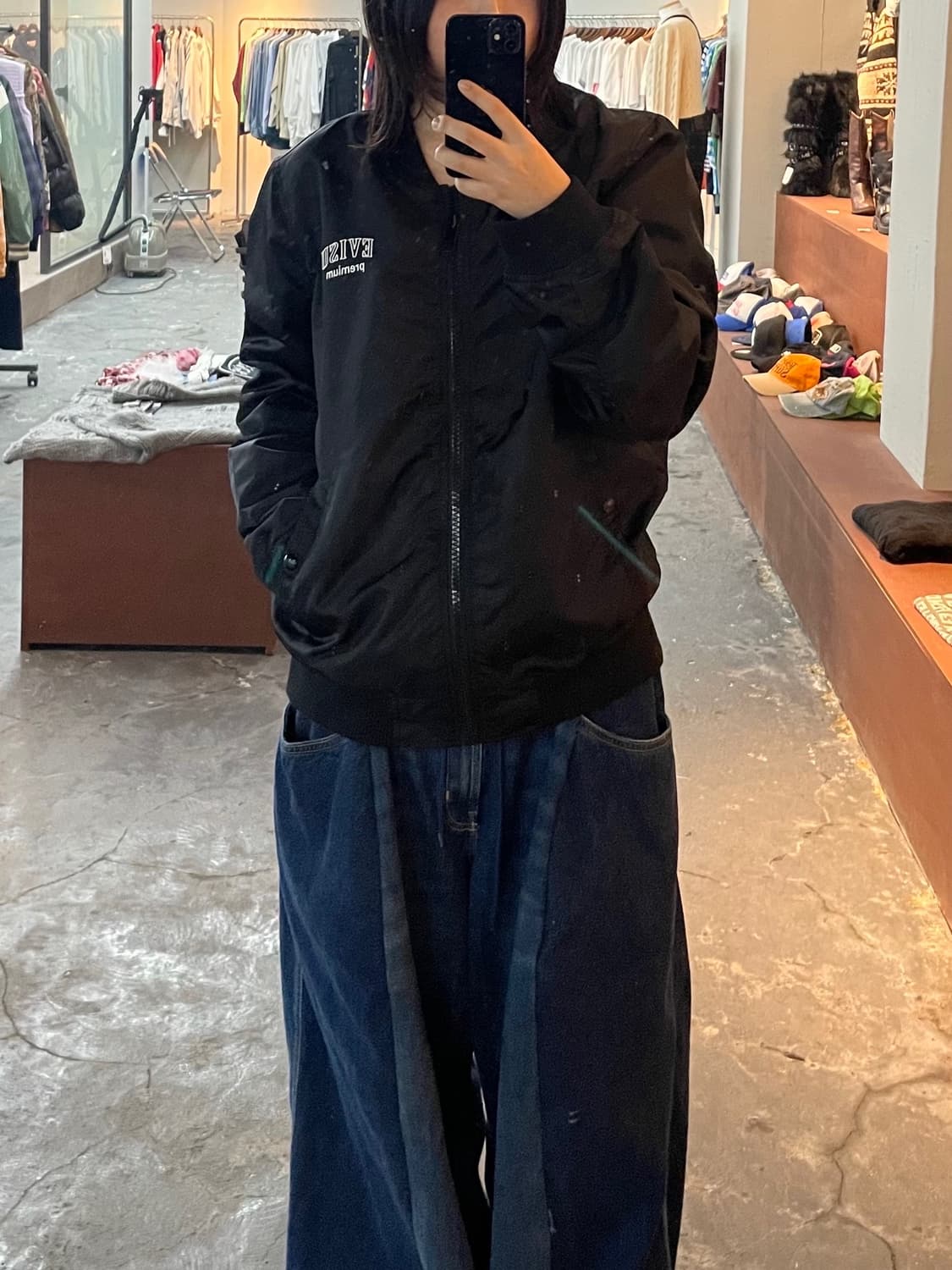 에비수 용 자수 블랙 봄버 재킷 H790 상품이미지1