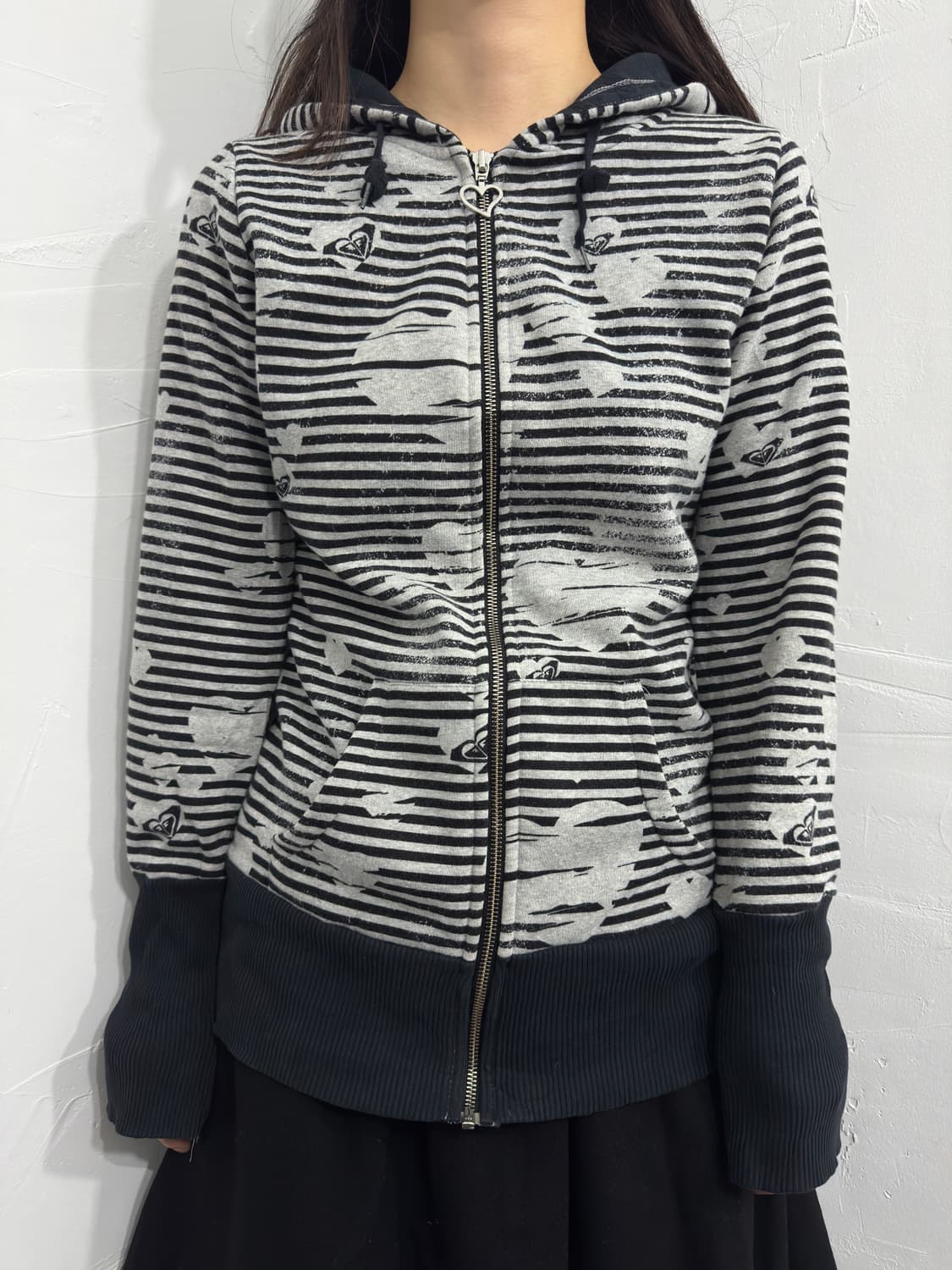 roxy stripe&heart slim hood zipup 상품이미지1