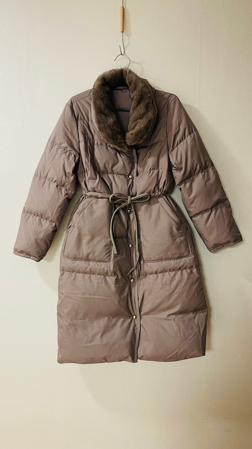 새상품) 미샤 천연 밍크퍼 카라 구스다운 패딩 롱 코트 정가 130만원대 상품이미지2