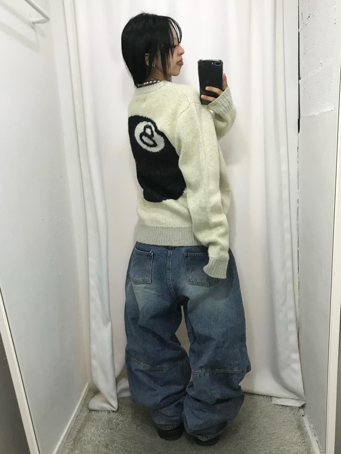 스투시 8볼 헤비 브러쉬드 모헤어 스웨터 - 크림 ( 레어 )  상품이미지5