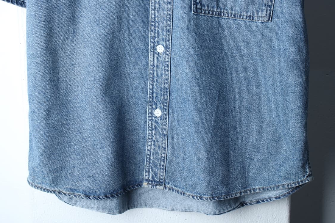 (L-XL) 에잇세컨즈 반팔 카라 티셔츠 셔츠 남방 데님 청-H32749 상품이미지4