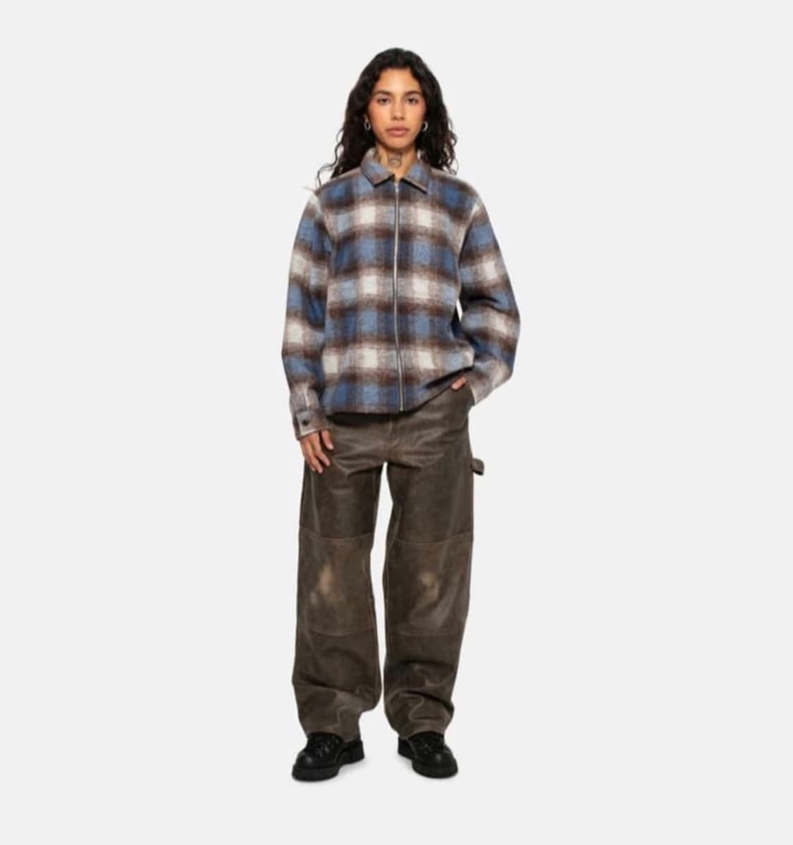 Stussy distressed leather pants brown 상품이미지2