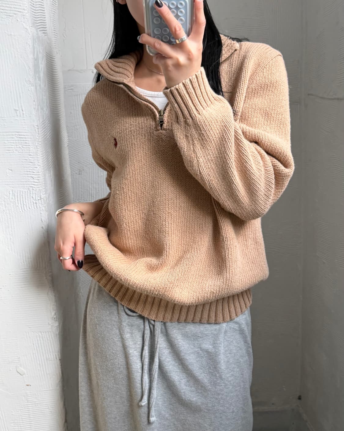 Polo 폴로 랄프로렌 베이지 컬러 하프집업 니트 상품이미지2