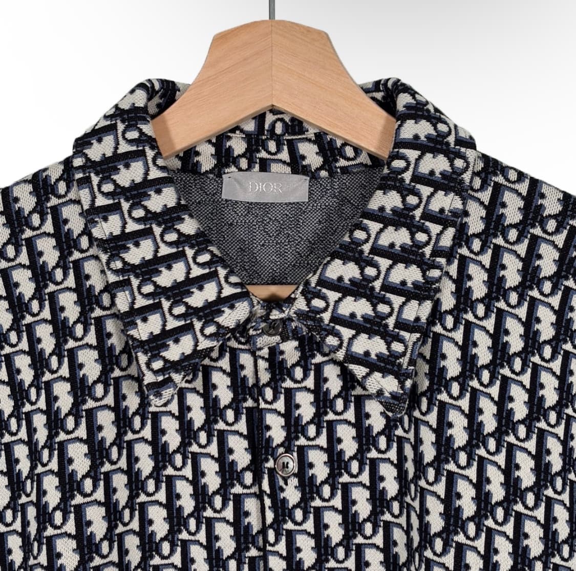 [XL] 디올 남성 오블리크 개버딘 자카드 오버 니트 셔츠 블랙 상품이미지3