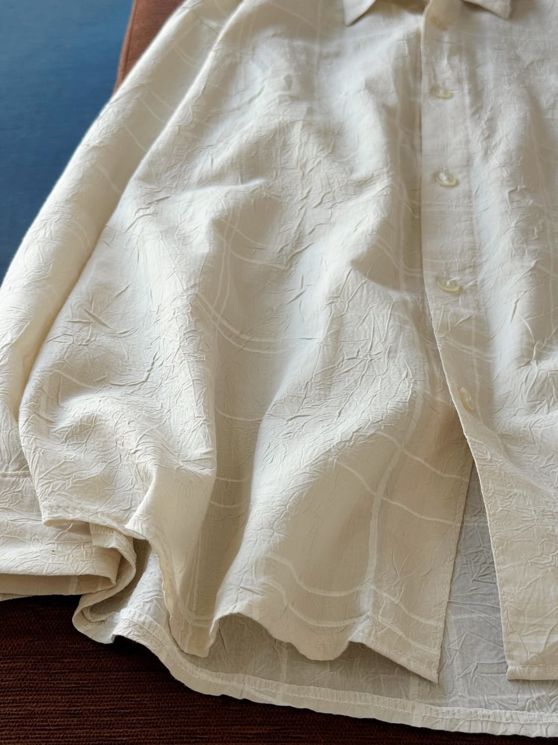 Cotton poly wrinkled check shirt 상품이미지3