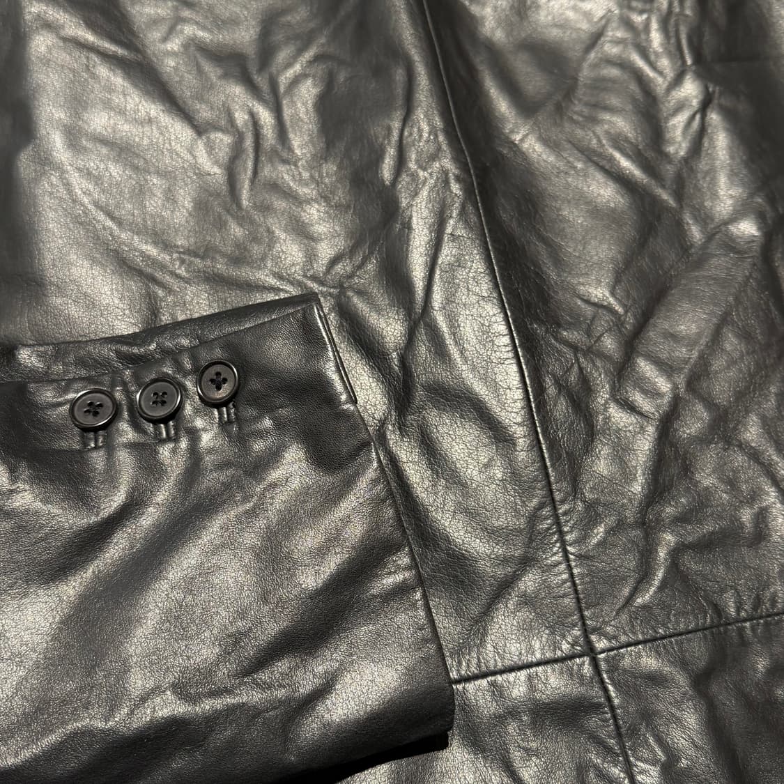 DKNY 소가죽 스티치 레더 자켓 XL 카코트 블레이저 상품이미지7