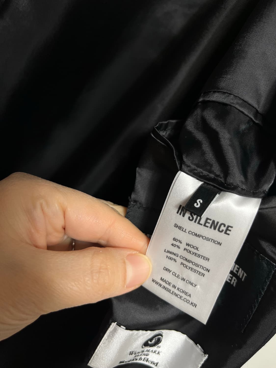 인사일런스 울 혼방 블랙 블레이저 코트 S 상품이미지4