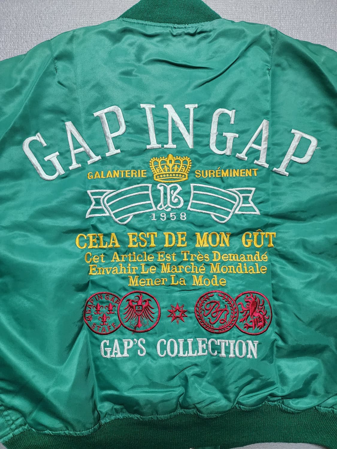 90's 갭 컬렉션 MA-1 그린 봄버 항공자켓 상품이미지5
