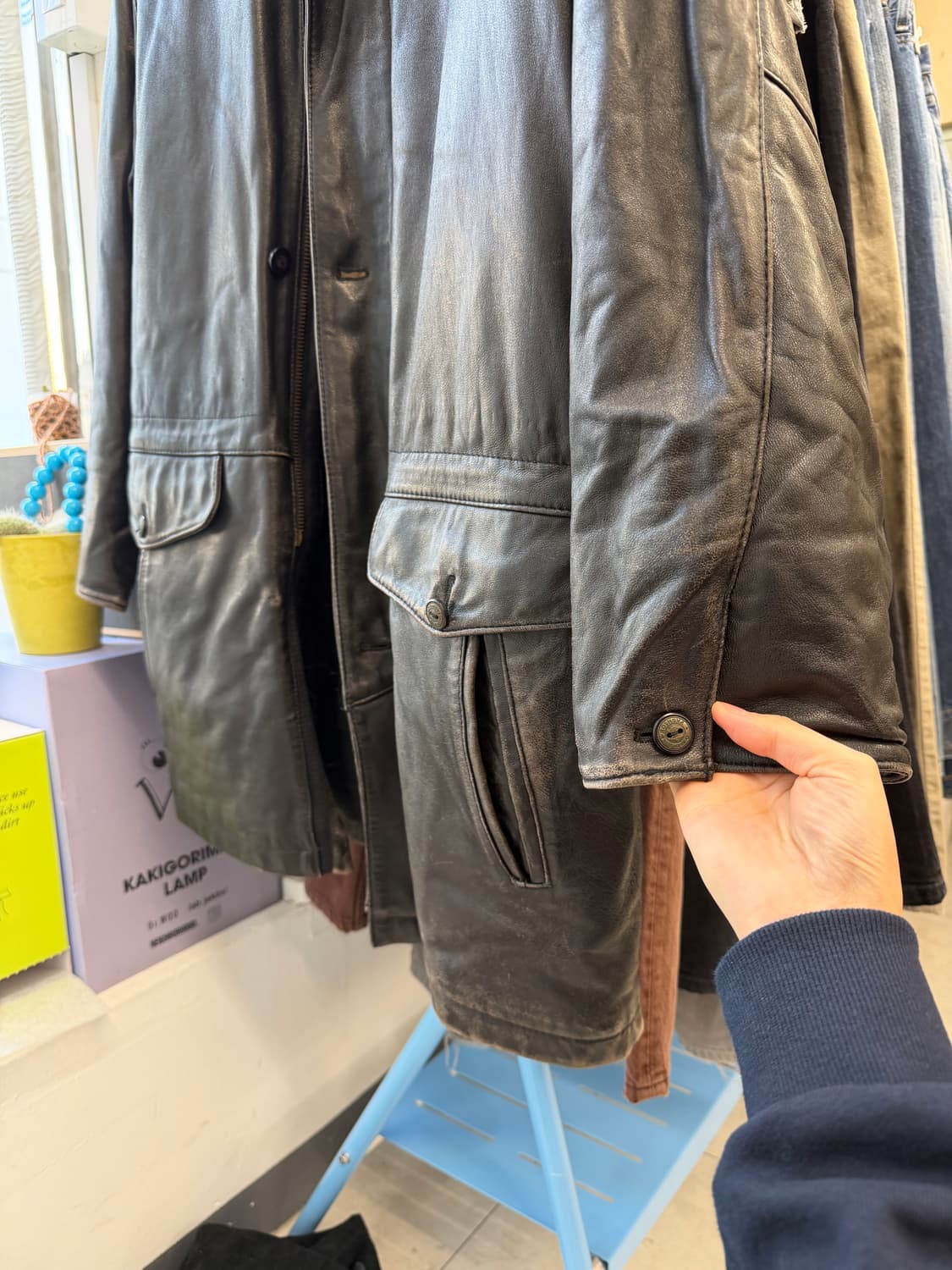 Vtg leather car coat 상품이미지5