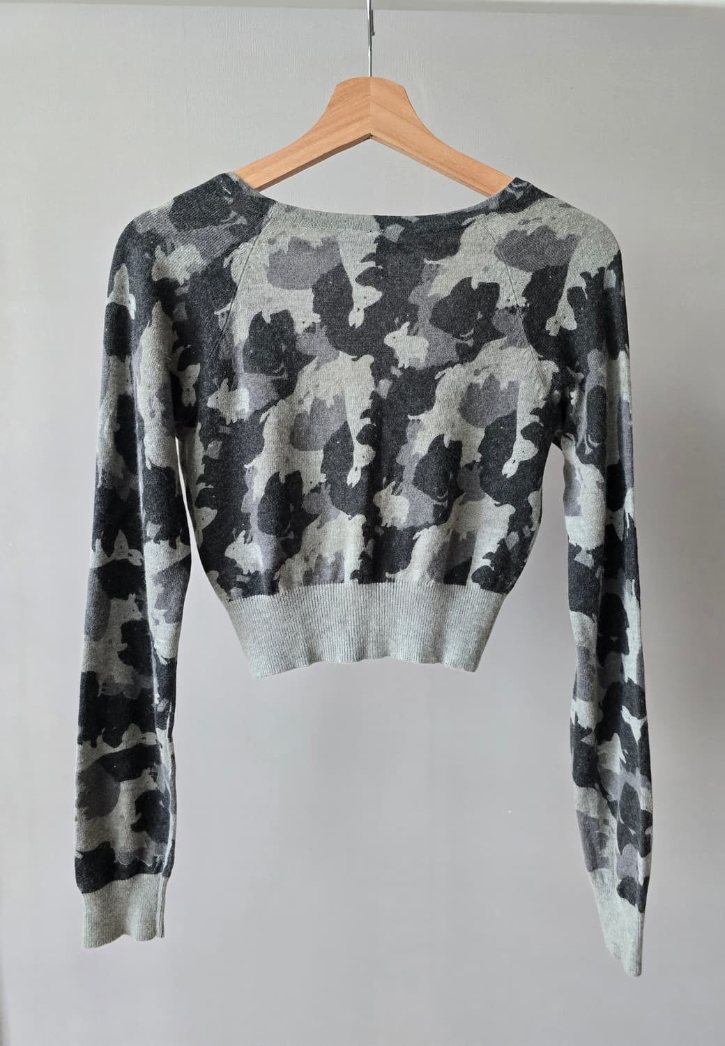 y2k 카무플라주 앙고라 크롭 카디건(H&m빈티지) 상품이미지2