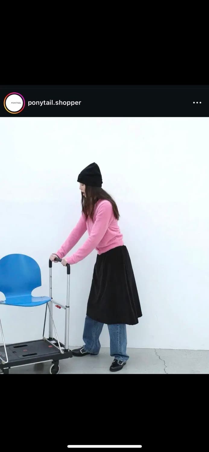 포니테일 ponytail 벨벳스커트 블랙 상품이미지5