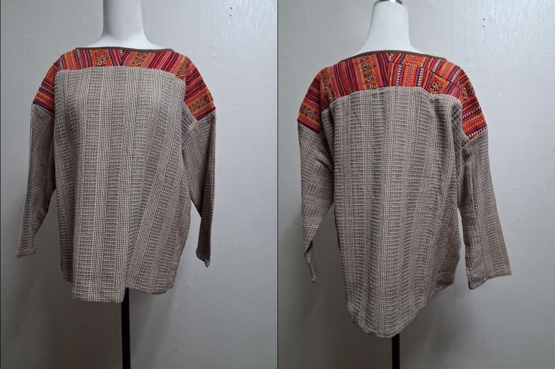 일본수입 rukmani 에스닉 자카드 티 블라우스 미착용 77까지 루즈핏 상품이미지2