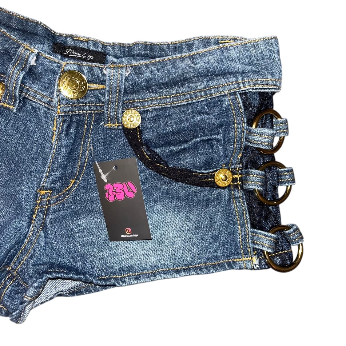 Skinny Lip 스키니립 레이스 사이드 링 데님숏팬츠 갸루y2k펑크 상품이미지2