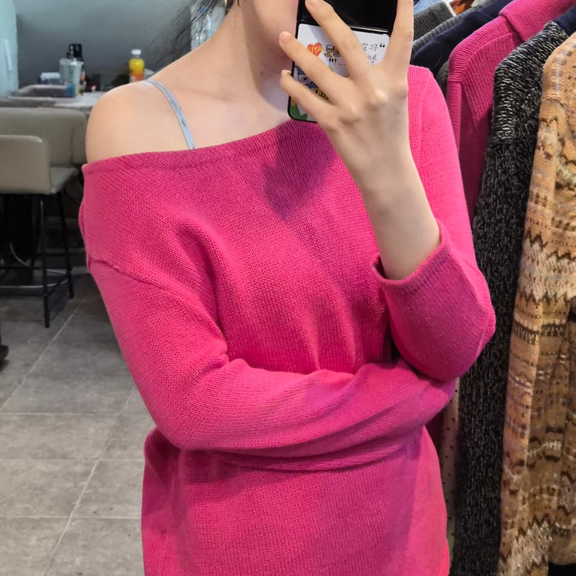 [NO.9] 로렌 보트넥 핫핑크 긴팔 니트 상품이미지4